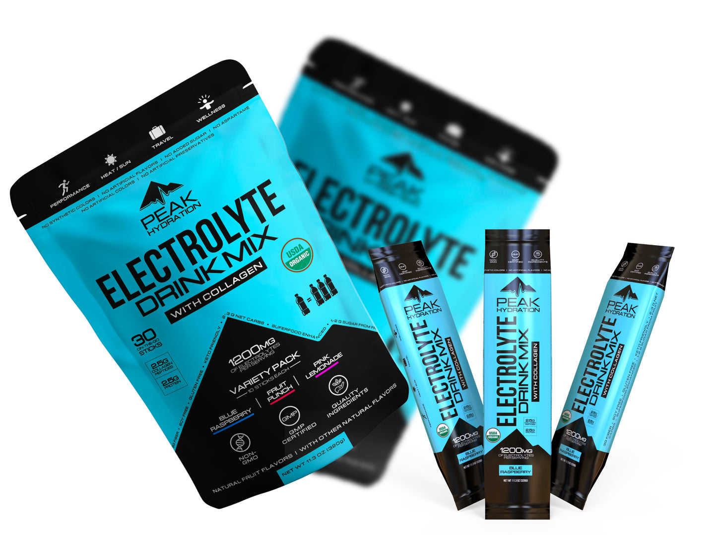 Peak Hydration - Electrolyte Drink Mix with Collagen - Certified Organic