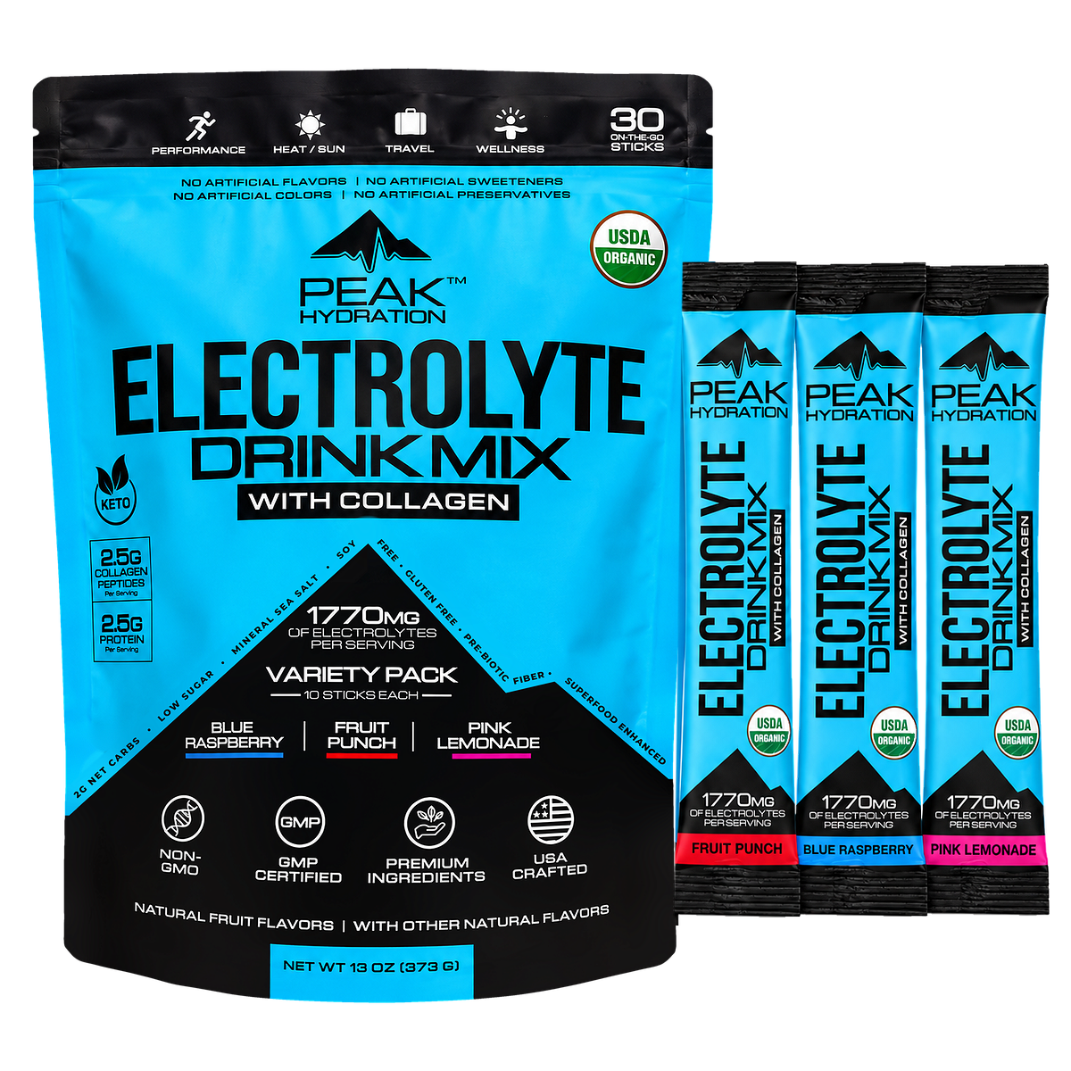 Peak Hydration Electrolyte Drink Mix with Collagen