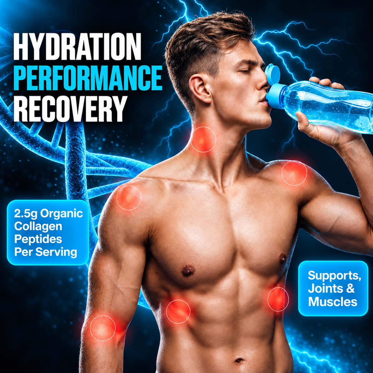Hydration, performance, recovery: 2.5 g organic collagen peptides per serving in Peak Hydration